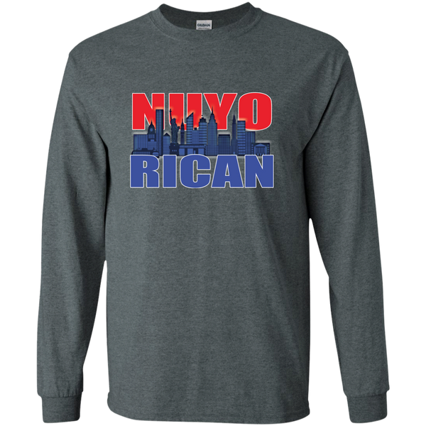 NuyoRican 2 LS Ultra Cotton Tshirt - PR FLAGS UP