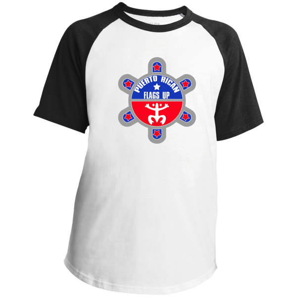 Puerto Rican Flags Up Youth SS Colorblock Raglan Jersey - PR FLAGS UP