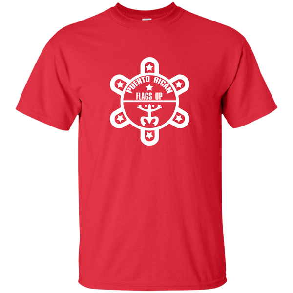 Puerto Rican Flags Up White Logo Custom Ultra Cotton T-Shirt - PR FLAGS UP