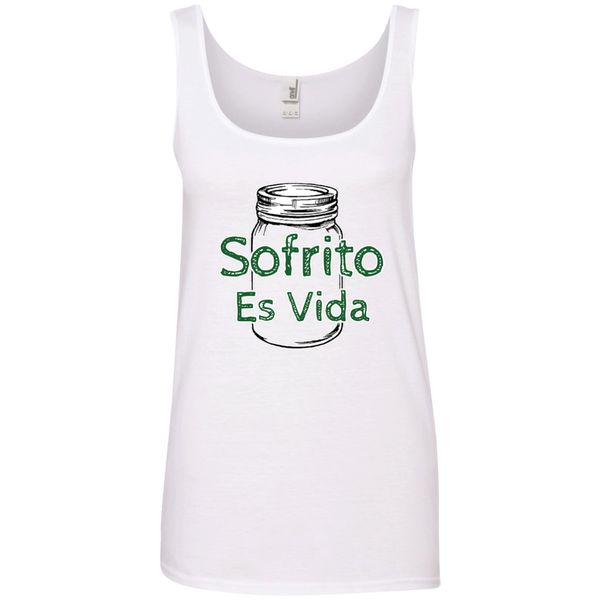 Sofrito Es Vida Ladies' 100% Ringspun Cotton Tank Top - PR FLAGS UP
