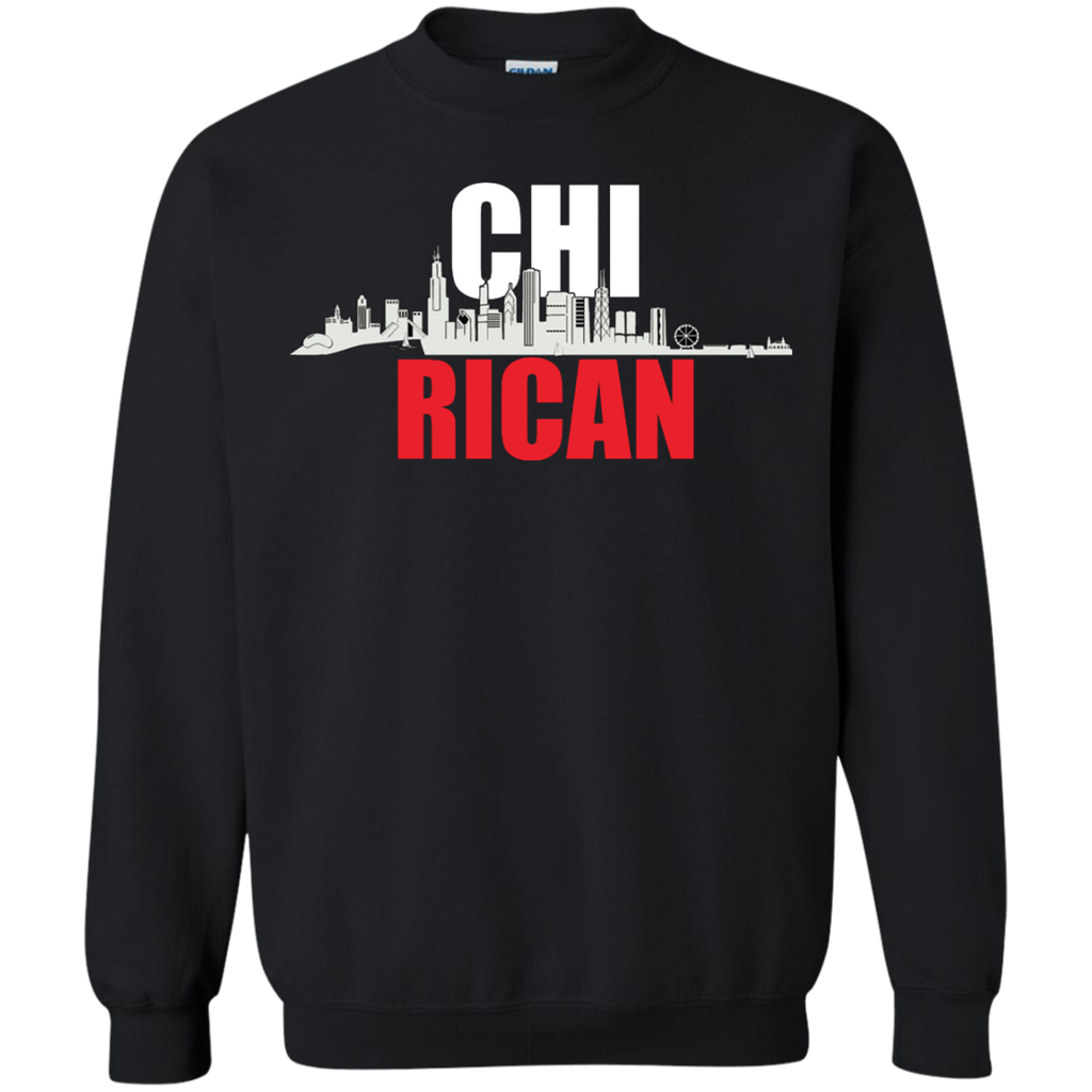 Chi Rican Printed Crewneck Pullover Sweatshirt  8 oz - PR FLAGS UP