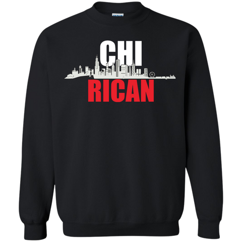 Chi Rican Printed Crewneck Pullover Sweatshirt  8 oz - PR FLAGS UP