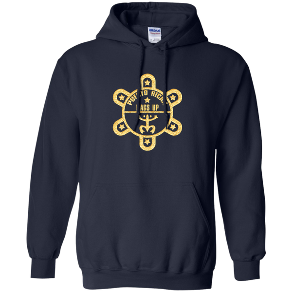 PR Flags UP Gold Logo Pullover Hoodie 8 oz - PR FLAGS UP