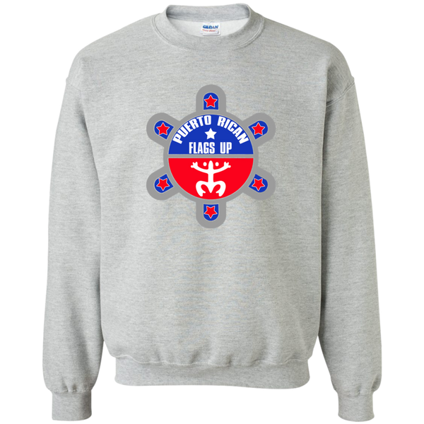 Puerto Rican Flags Up Printed Crewneck Pullover Sweatshirt  8 oz - PR FLAGS UP