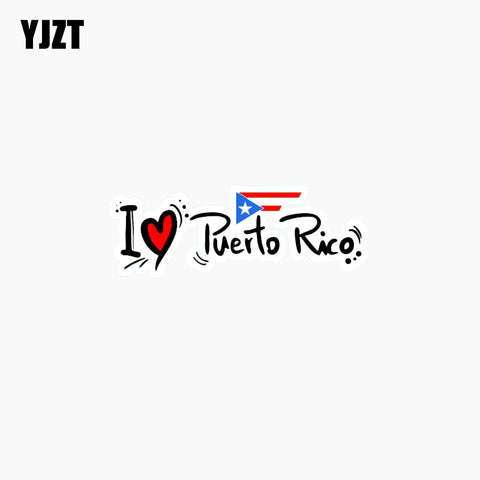 I Love Puerto Rico Car Sticker Slogan Lnterest Car Window Reflective Decal C1-7776  11.6CM*4.3CM - PR FLAGS UP
