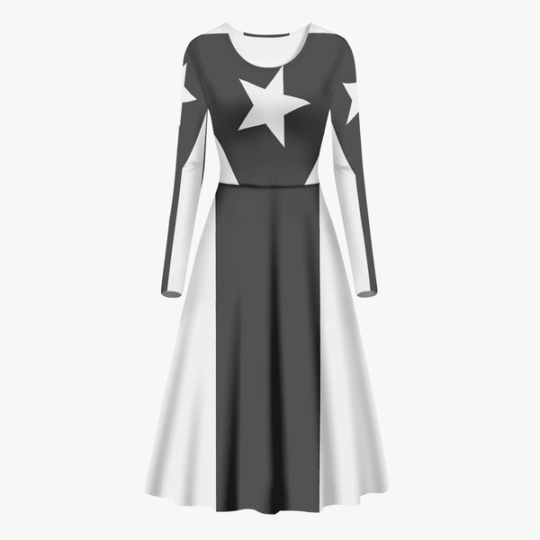 Puerto Rico Black Flag Women’s Long-Sleeve One-piece Dress