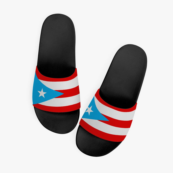 Puerto Rico Light Blue Flag Casual Sandals - Black