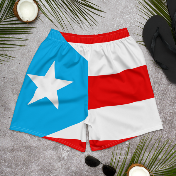 Puerto Rico Light Blue Flag Men's Athletic Long Shorts