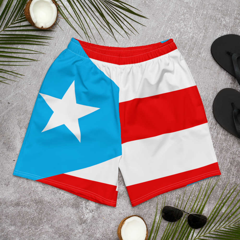 Puerto Rico Light Blue Flag Men's Athletic Long Shorts