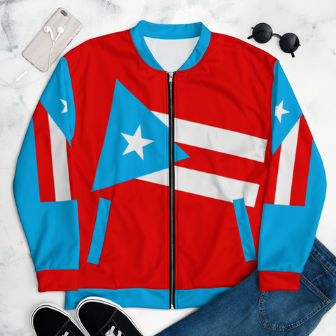 Puerto Rico Light Blue Flag Unisex Bomber Jacket