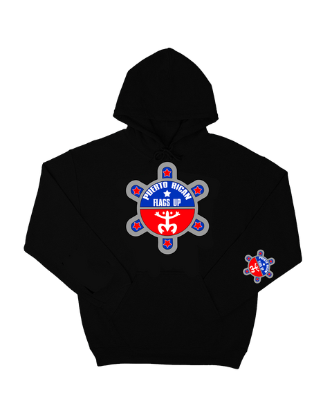 Puerto Rican Flags Up Chenille Patch Hoodie (10 Year Anniversary Edition)