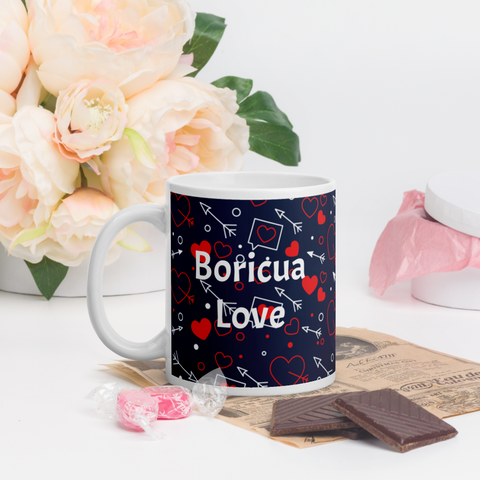 Boricua Love White glossy mug